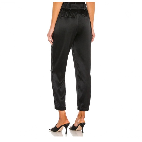 CAMI NYC Alex Crop SILK Blend PANTS Size small Black Belted Elastic Waist - Picture 3 of 6